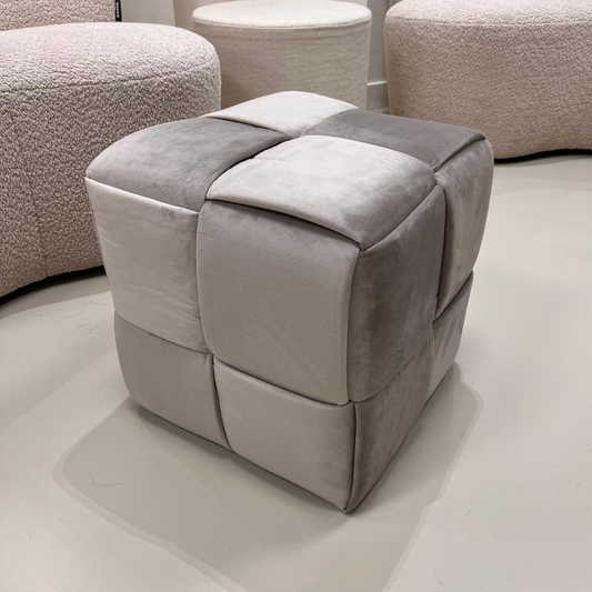Poef Weave Velvet Mouse Grey